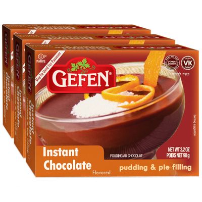 Gefen Instant Chocolate Pudding Mix Pie Filling 4.1oz (3 Pack) Dairy free, No High Fructose Corn Syrup, Cornstarch Free, Kosher (including Passover), No Artificial Colors