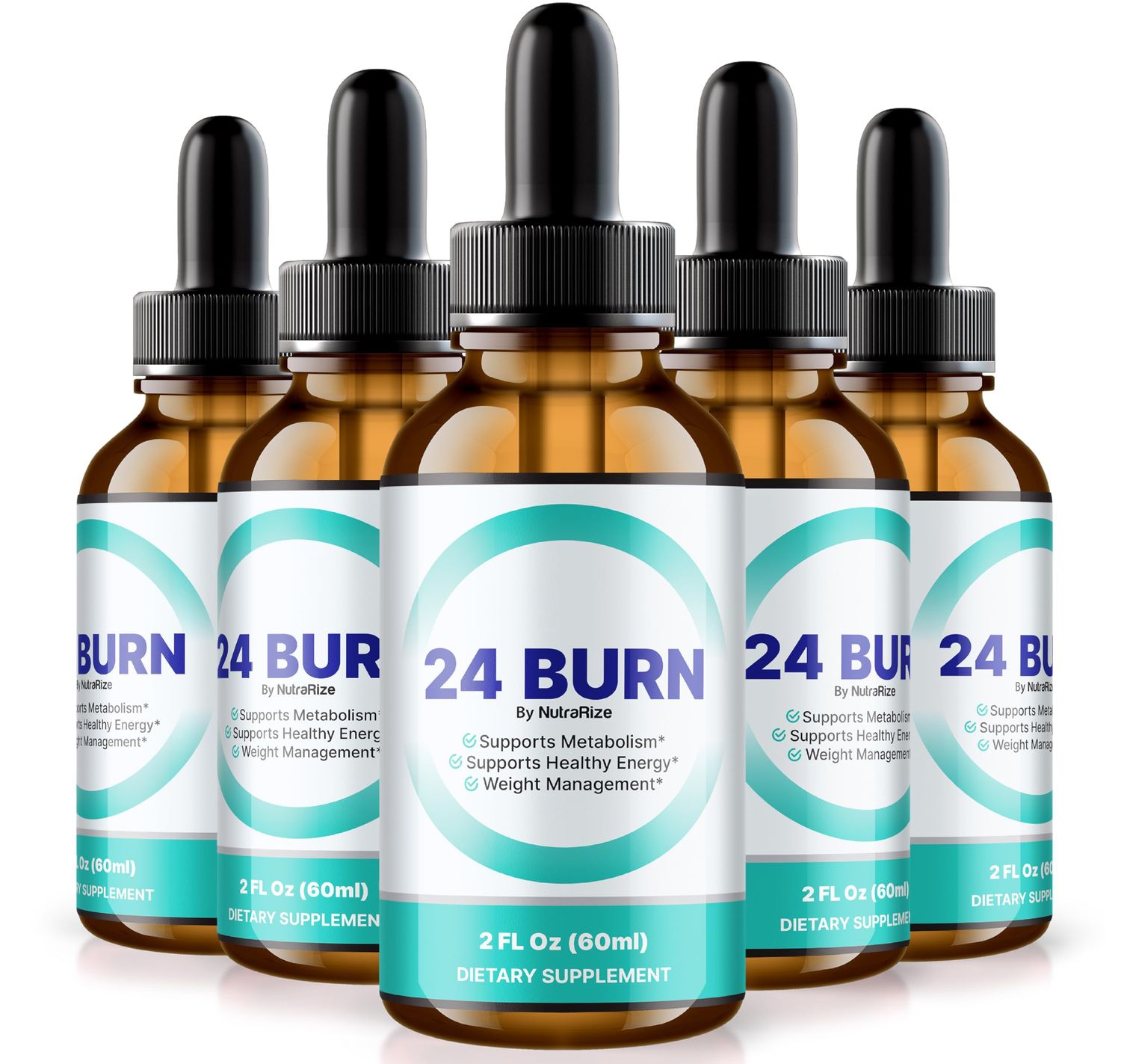 NutraRize (Pack of 5 24 Burn Drops, All-Natural 24Burn Liquid Supplement, Official Nutritional Formula to Support a Healthy and Active Lifestyle, Gotas Reviews (150 Servings)