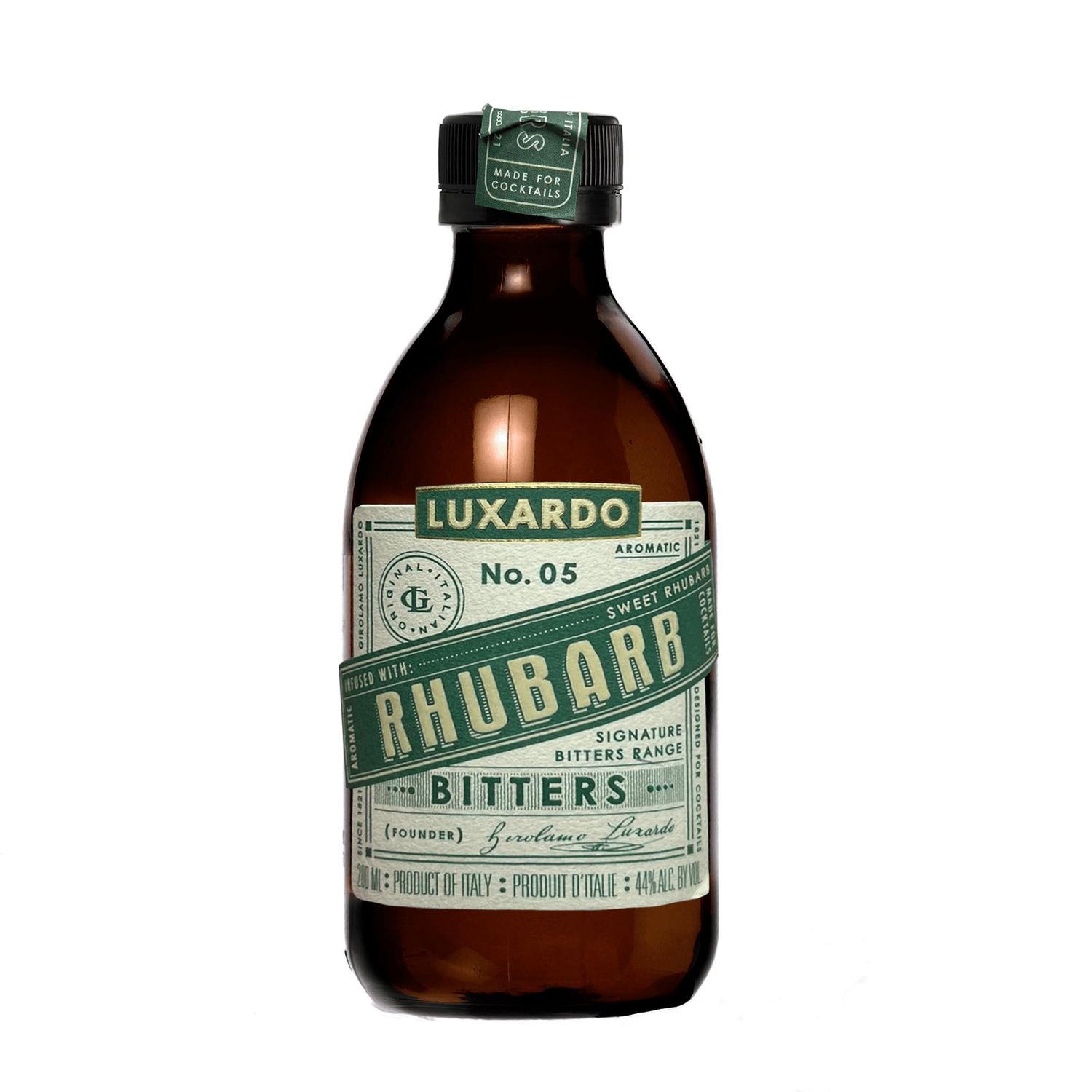 Luxardo Aromatic Infused Cocktail Bitters Product of Italy Versatile and Essential Ingredients for Drinks, 200 ml (Rhubarb)
