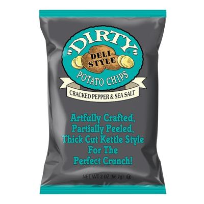 Dirty Kettle Potato Chips, Cracked Pepper Sea Salt, 2 oz. Bag, 25 Count -Gluten Free, SkinsOn, Crunchy Chips, Great for Lunches or Snacking on the Go