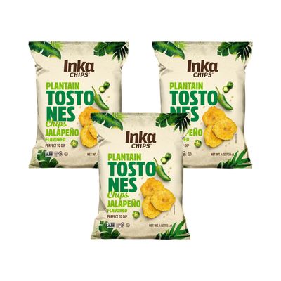 Inka Jalape o Flavored Tostones Chips, Gluten Free, Non GMO, 4 Ounces (Pack of 3)