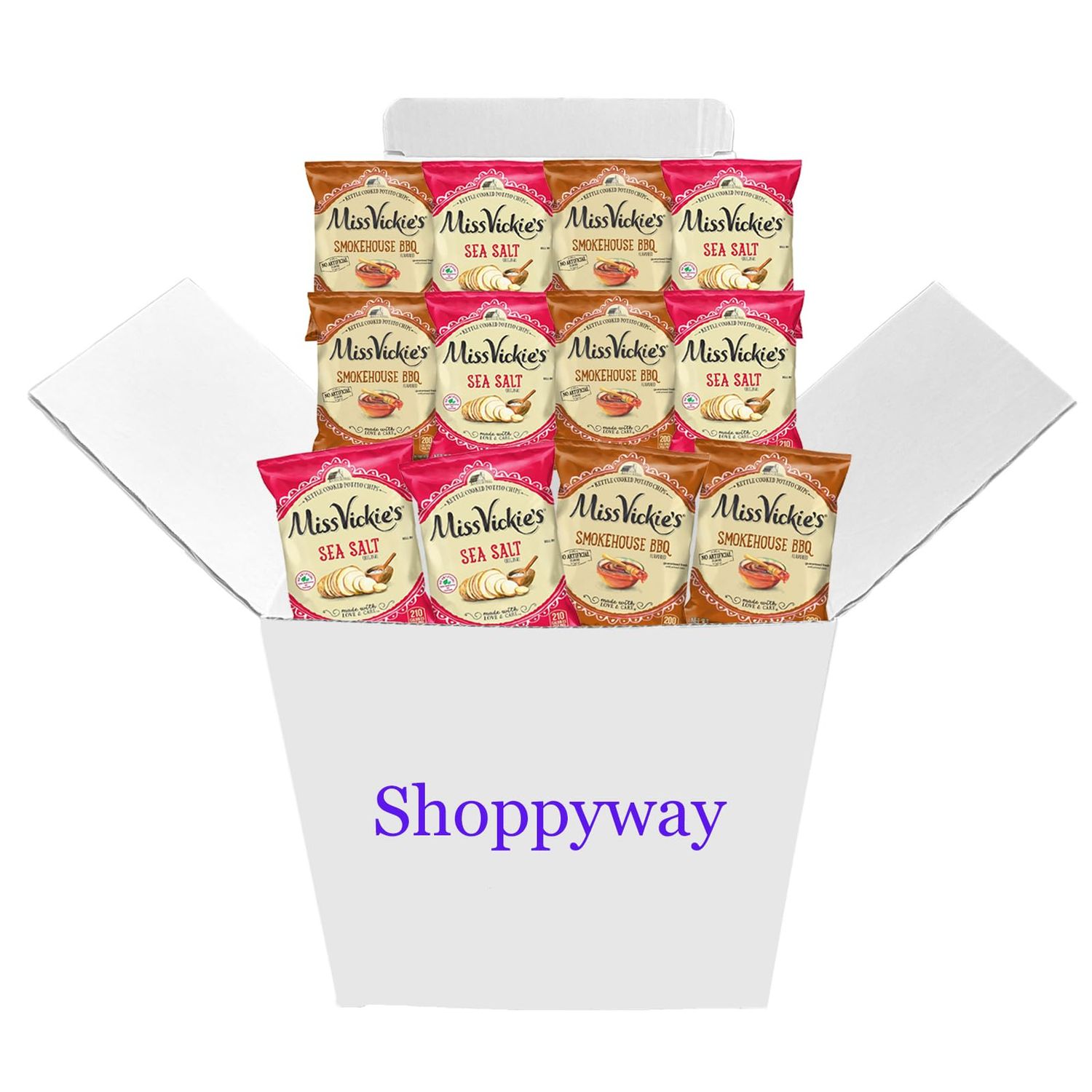 Miss Vickie&#39;s Sea Salt and Smokehouse BBQ Potato Chips, 1.375 oz Bags, Pack of 12, Bundled by Shoppyway