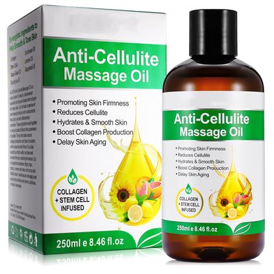 Anti Cellulite Massage Oil, Collagen Lifting Body Oil,Anti Aging Collagen Serum for Face, Anti Aging Collagen Oil fo Neck, Decollete, Upper Arms, Thighs Reduces Fine Lines,250ML