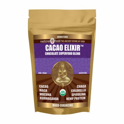 Medicinal Foods Original Organic Cacao Elixir Mood Enhancing Raw Cocoa Powder Nutrition Superfood Chocolate Mix Ashwagandha Shaman s Blend Certified Organic Weight Loss Support 170g