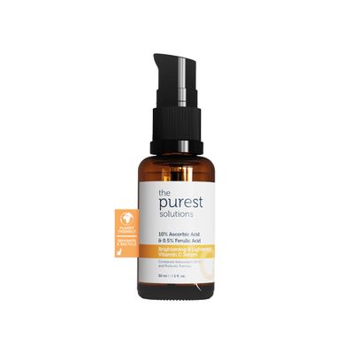 The Purest Solutions Brightening Lightening Vitamin C Serum (10 Ascorbic Acid 0.5 Ferulic Acid) - Revitalize Renew Dull Skin - Anti-Aging Care Anti-Stress Care - Vegan (1 fl. oz)