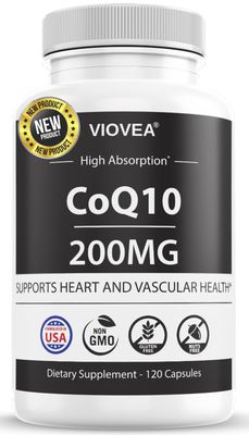 VIOVEA CoQ10 - Made in USA, 120 Capsules, 200mg (4-Month Supply), Ultra High Absorption Coenzyme Q10 Supplement - Antioxidant for Heart, Vascular Health and Energy Boost