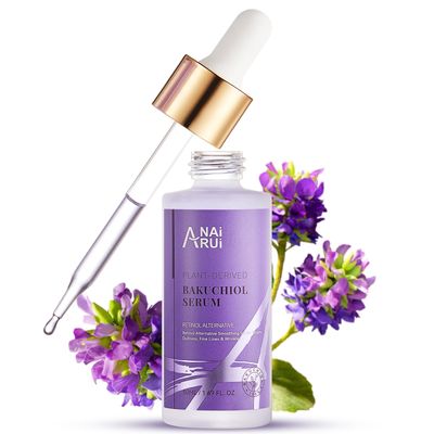 ANAI RUI Bakuchiol Face Serum, Bakuchiol Retinol Alternative Serum,Smoothing Face Serum with Hyaluronic Acid Peptide Sensitive Skin Serum, Anti Aging, Smoothing Wrinkle Serum, 1.69Fl.Oz 50ML
