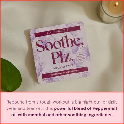 Fleur Marche Soothe, Plz. Botanical Patch - Muscle Recovery Patch with Peppermint Oil Menthol - Post Night Out, Post Workout, or Daily Relief - Highly Bioavailable - 14 Patches