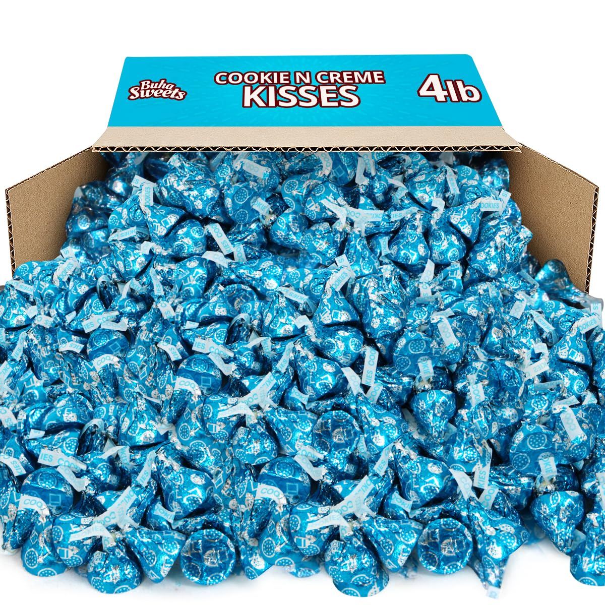 Hershey Cookies Cream Kisses Bulk Pack 4 Pound (Approx 400 Pieces) Individually Wrapped White Chocolate Cookies n Cream Candies For Parties, Special Events and Celebrations