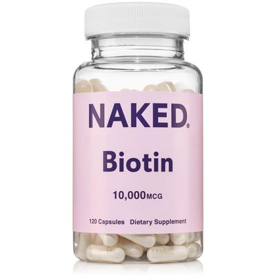 NAKED Biotin 10,000mcg - Max Strength Vitamin B7 Supplement for Healthy Hair, Skin Nails Support - Non-GMO, Gluten-Free, Vegan - Supports Keratin Production - 120 Capsules