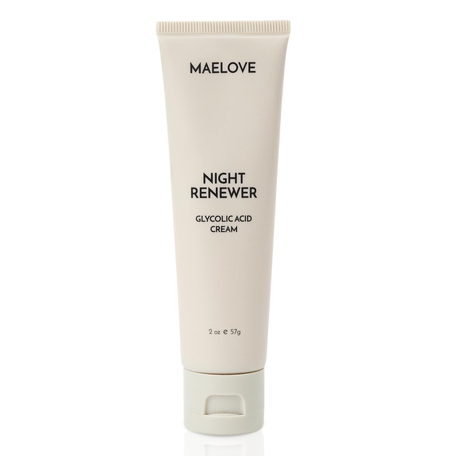 MAELOVE Night Renewer, Glycolic Acid Cream, Anti-Aging, Unscented AHA Exfoliating Night Cream, Gentle for Sensitive Skin, Researched Manufactured in USA, Gluten-Free, 2.0 fl oz