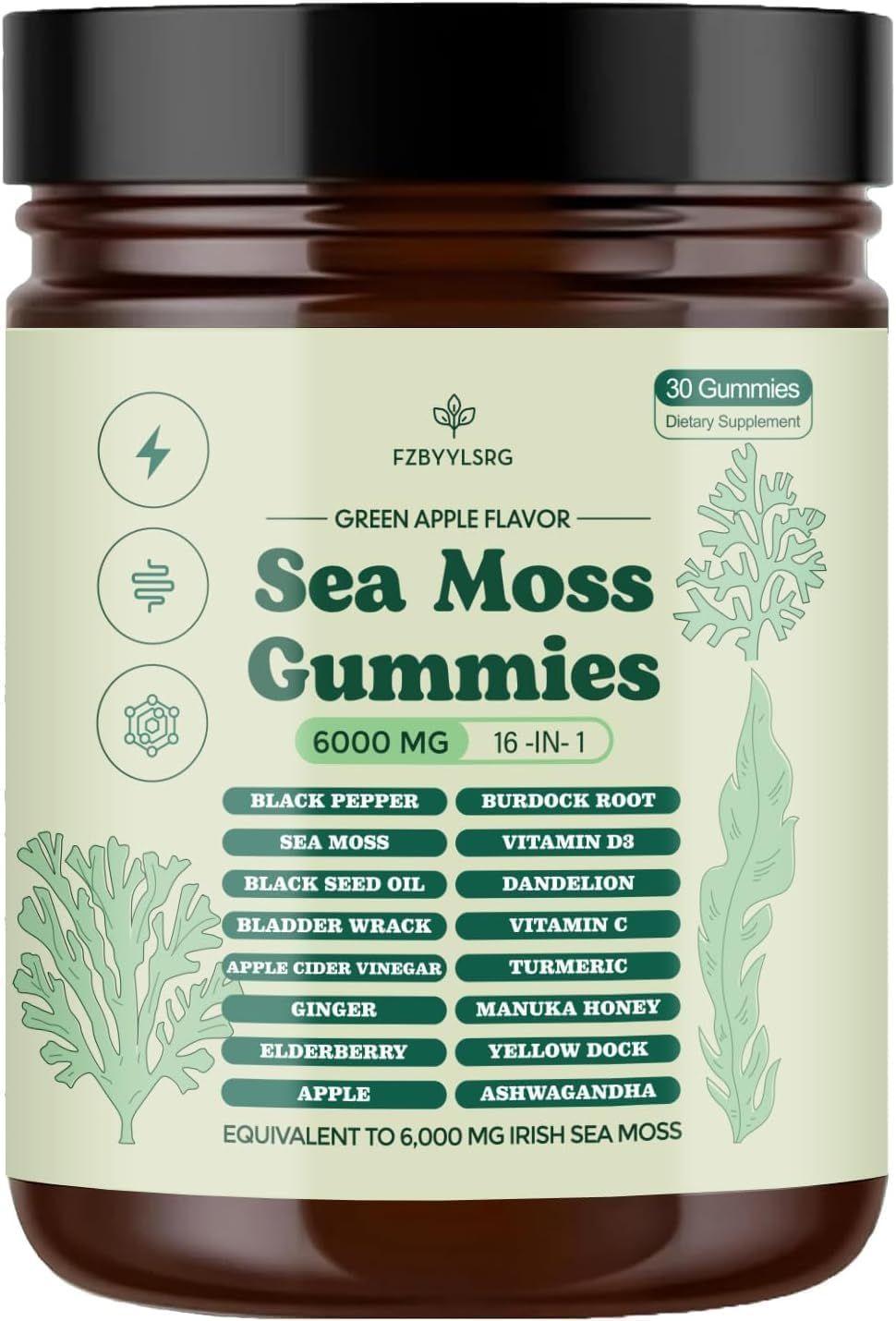 FZBYYLSRG Sea Moss 16-in-1 Gummies - 6,000 mg Supplement Boost Immunity, Gut Health Metabolism-1PCS-D2