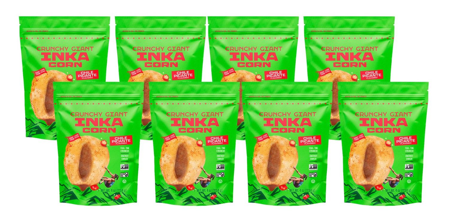 Inka Corn Gluten Free Roasted Giant Corn Chile Picante flavored, 4 Ounce (Pack of 8)