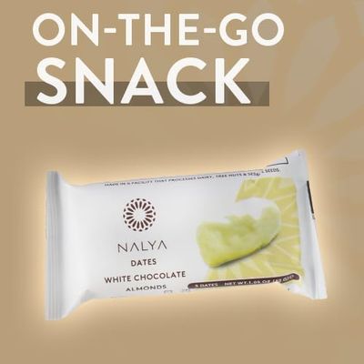 Nakheel Alya White Chocolate Almond Stuffed Dates, 16 Pieces - Delicious Natural Treat, No Preservatives, Vegan