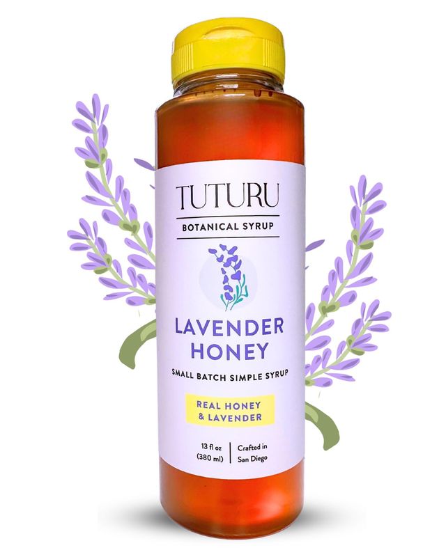 Lavender Honey Simple Syrup for Coffee, Cocktails, Tea, Matcha - Clean Simple Syrup with Real Lavender Honey - 13.5 oz