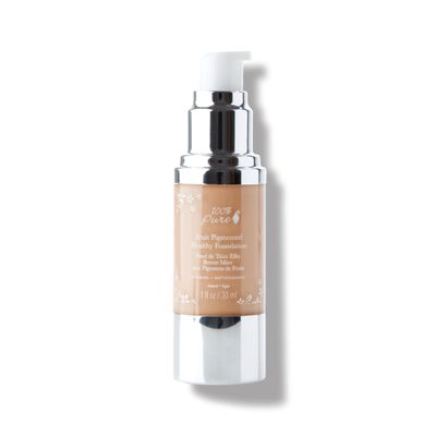 100 PURE Healthy Foundation Full Face Coverage Makeup, Liquid Matte Finish with Anti-Aging Benefits - Vegan Gorgeous Fruit Pigmented Peach Bisque Color (Medium with Olive Undertone) - 1 Fl Oz