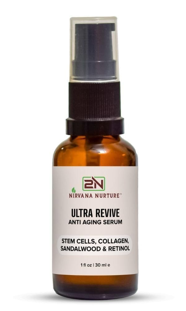 Nirvana Nurture Ultra Revive Anti Aging Serum Reduce Wrinkles, Fine Lines, Tightening Skin, Boost Skin Firmness, Hydration - Centella asiatica Stem Cells, Collagen, Sandalwood, Bakuchiol, Retinol
