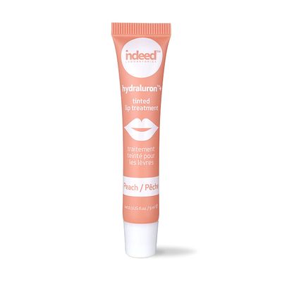 INDEED LABS Hydraluron Tinted Lip Treatment, Hydrating Anti-Aging Lip Balm Treatment for Smooth Lips with Natural, Subtle Color, 9ml (Peach)