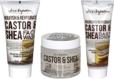 Urban Hydration Castor and Shea Cleanser, Face Lotion and Facial Mask Set Combats Dry Skin, Detoxes, Cleanses and Hydrates, Anti-Aging Benefits For All Skin Types, Leaves Skin Glowing and Smooth