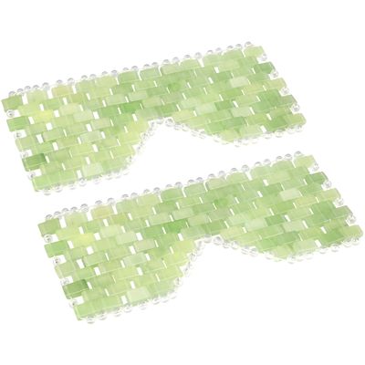 LazyGa Jade Eye Mask 2pcs - Facial Cooling Mask with 100 Real Jade for Hot Cold Therapy to Reduce Wrinkles, Puffiness, Migraines, and Anti-Aging