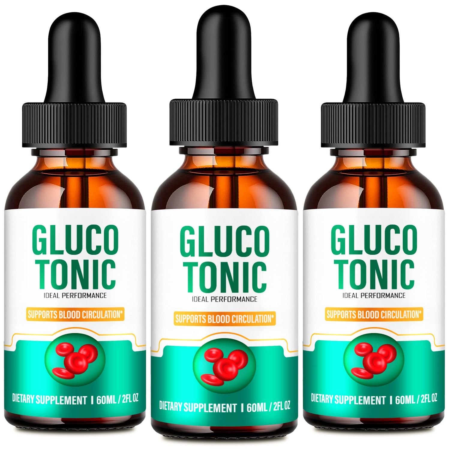 Gluco Tonic Drops, GlucoTonic Blood Formula Support Supplement Liquid Drops - Maximum Strength, Gluco Tonic Health and Wellness All Natural Formula, Premium GlucoTonic Liquid Reviews (3 Pack)
