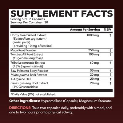 Horny Goat Weed Capsules for Men Women - Extra Strength Performance Energy Support with Tongkat Ali, Muira Puama, and Saw Palmetto - 1 Month Supply Herbal Supplement for Increased Endurance
