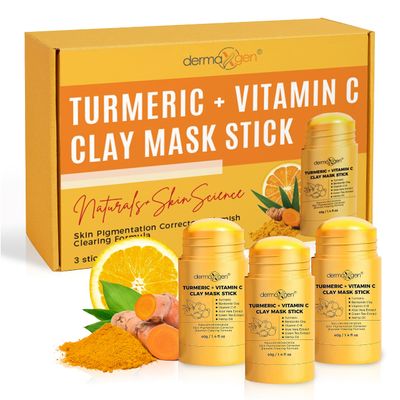 DERMAXGEN Turmeric Face Mask - Pure Organic Acne Treatment Boosts Circulation Anti-aging For Dull And Dry Skin Care- Set Of 3