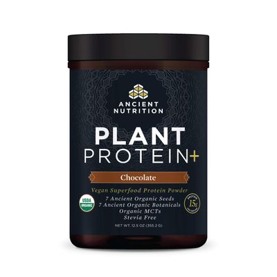 Ancient Nutrition Plant Based Protein Powder, Plant Protein, Chocolate, Organic Vegan Superfoods Supplement, 15g Protein Per Serving, Gluten Free, Paleo Friendly 12 Serving