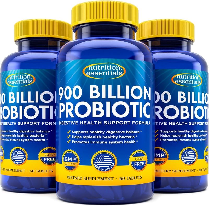 Probiotics for Women and Men - with Natural Lactase Enzyme Prebiotic Fiber for Digestive Health - 80 Stronger Supplement for Gut Health Support - Vegan Raw Probiotic Formula, 3 Count of 60 Tablets