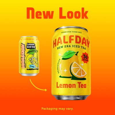 Halfday, Prebiotic Lemon Iced Tea, 12 Fl Oz Can