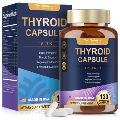 Thyroid Support for Women Man Supplement Complex Capsules - Iodine Thyroid Supplement with L Tyrosine Bladderwrack Kelp Ashwagandha Selenium Supplements - Mood Enhancer Energy Blance Thyroid Level