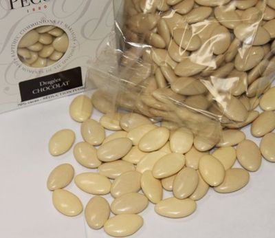 Superior Ivory French Chocolate Drag es - Dragees Pecou Imported from France, 1 Kilo Box (2.2 LBS)