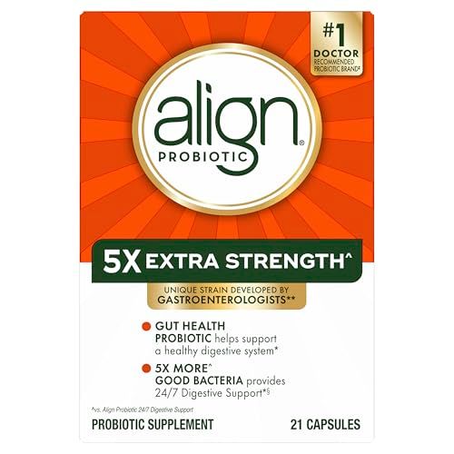 Align Probiotic Extra Strength, Probiotics for Women and Men, 1 Doctor Recommended Brand , 5X More Good Bacteria to Help Support a Healthy Digestive System, 21 Capsules (Packaging May Vary)