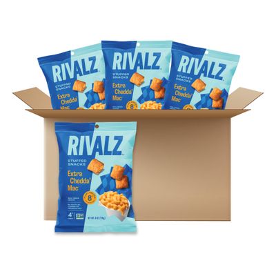 Extra Chedda&#39; Mac - High Protein, High Fiber Stuffed Snacks - Gluten Free, Vegan, Non-GMO, Low Glycemic, Plant Based - Zero Added Sugar - Healthy Snacks for Adults and Kids - Rivalz Snacks - 6 Count