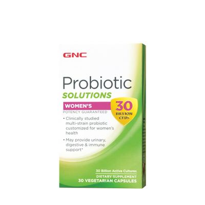GNC Probiotic Solutions Women&#39;s with 30 Billion CFUs Clinically Studied Multi-Strain for Women, Supports Digestive and Immune Health, Vegetarian 30 Capsules