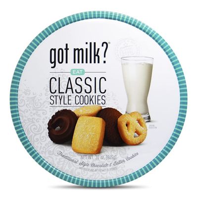 got milk? Classic Style Cookies, Chocolate Butter Cookies, 32-Oz. Cookie Tin, Traditional Style Danish Butter and Chocolate Cookies for Dessert or Snack, Large Gift Tin, Retail Pack
