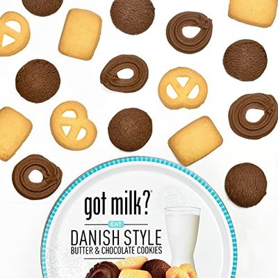 got milk? Classic Style Cookies, Chocolate Butter Cookies, 32-Oz. Cookie Tin, Traditional Style Danish Butter and Chocolate Cookies for Dessert or Snack, Large Gift Tin, Retail Pack