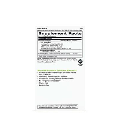 GNC Probiotic Solutions Women's with 30 Billion CFUs Clinically Studied Multi-Strain for Women, Supports Digestive and Immune Health, Vegetarian 30 Capsules