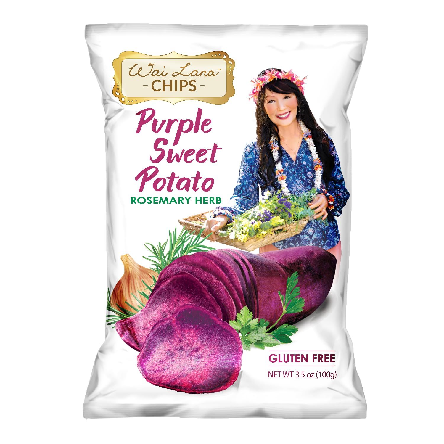 Wai Lana Root Chips (Purple Sweet Potato Chips: Rosemary Herb, 3.5 Ounce (Pack of 12))
