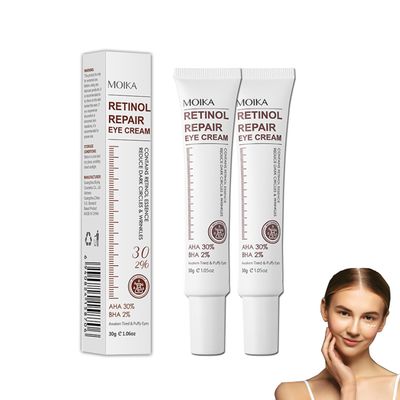 Retinol Repair Eye Cream Reduces the appearance of dark circles Stretch wrinkles at the corners of the eyes moisturize and improve eye bags Suitable for all skin types 1.05oz 2pcs