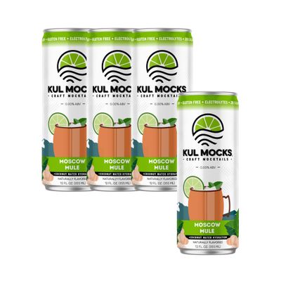 KUL MOCKS Mocktails Non-Alcoholic Drinks Moscow Mule Alcohol Free Alternative Zero Proof Drink Mocktail Mixers with Vodka-Like Notes Gluten-Free (4 Pack)