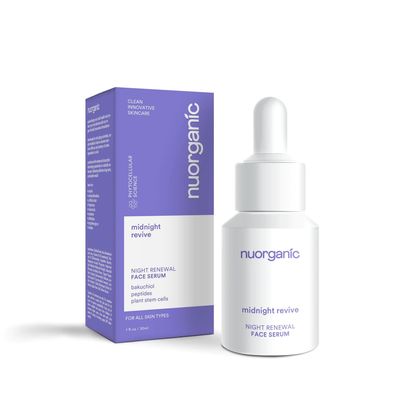 nuorganic Bakuchiol Serum With Plant Stem Cells, Peptides Vitamin C - Anti Aging, Soothing, Hydrating - 1fl Oz 30ml
