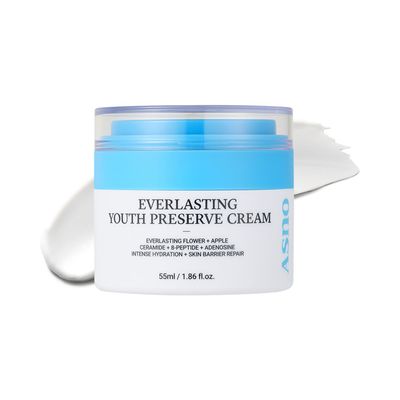 ASNO Everlasting Youth Preserve Cream 55ml, Skin Barrier Repairing, Wrinkle Improving, Long-lasting Hydartion, Dry Sensitive Skin, Everlasting Flower Ceramide Apple 8-Peptide, Korean Skin Care