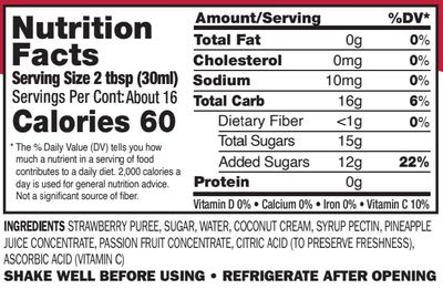 JazzUp Strawberry Swing, Real Fruit Syrup, for Non-Alcoholic Drink Mixing, Pancakes and Desserts - 16 fl oz (Real Fruit: Strawberry Puree, Passionfruit, Pineapple Juice, Coconut Cream)