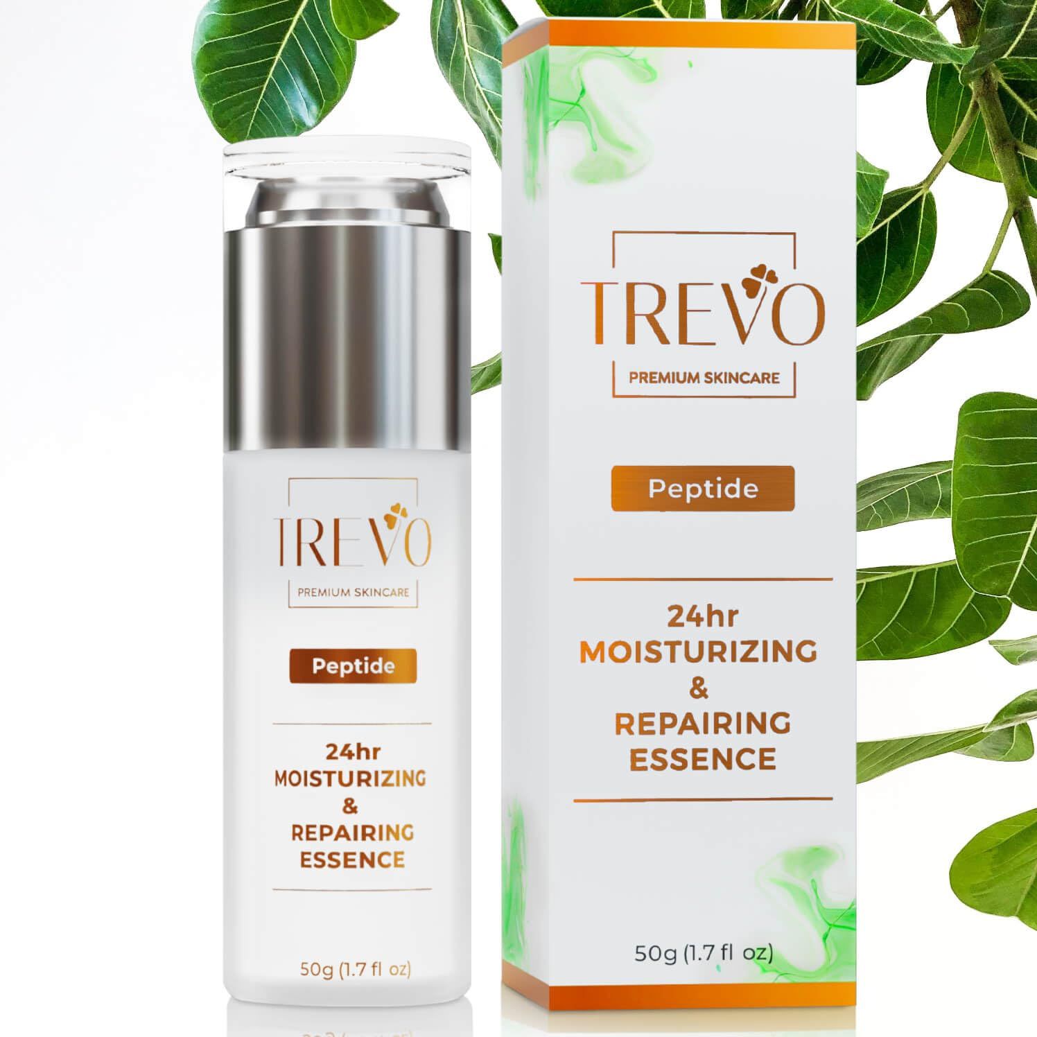 Trevo Peptide 24hr Moisturizing Repairing Essence - Anti Aging Moisturizer with Natural Peptides - Skincare Essence, Advanced Hyaluronic Acid Panthenol Acid - Skin Renewal - 50g1.7fl oz