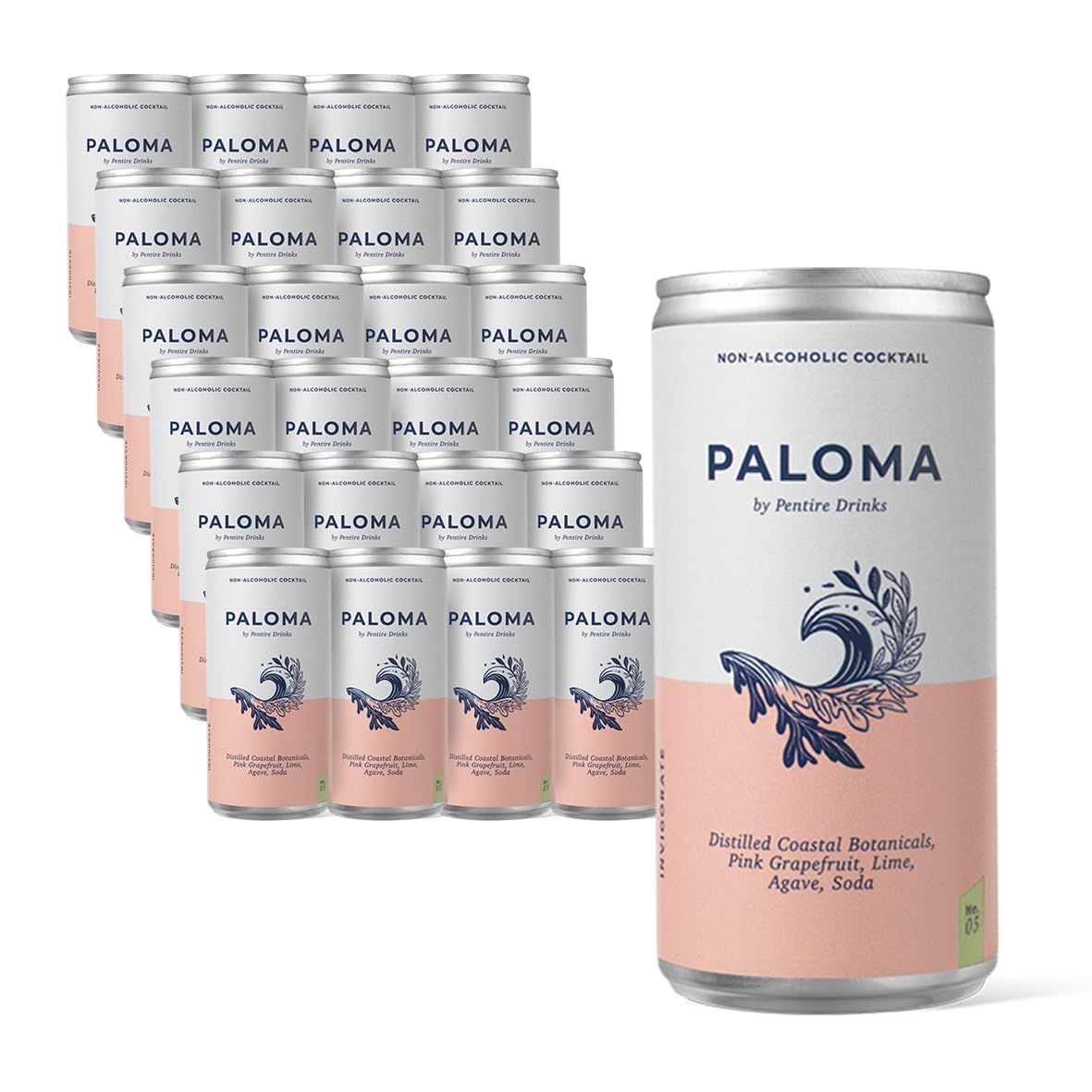 Pentire Paloma 24 Pack - Non-Alcoholic Cocktail Drink, Low-Calorie and Ready-to-Drink Alcohol Free Cocktail, 100 Plant-Based and Alcohol-Free