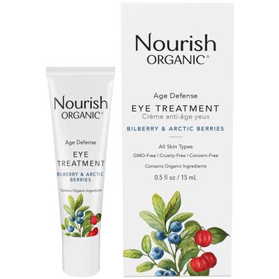 Nourish Organic Eye Treatment, Bilberry Arctic Berries - Age Defense Under Eye Cream with Vitamin C Washable Cotton Round
