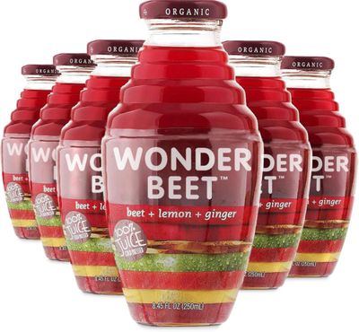 Beetology Organic Beet, Lemon and Ginger Juice 8.45oz (6 Pack) 100 Cold Pressed Heart Healthy Nutrient Packed Vegetable Juice Vibrant Flavor