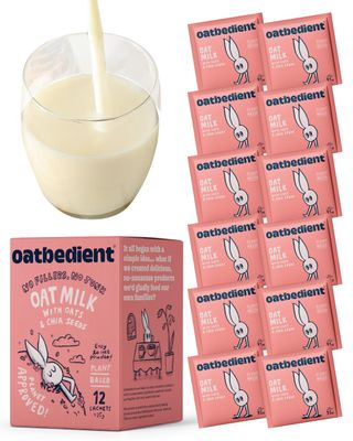 Oatbedient 10 oz Oat Milk Powder, 12 Sachets, Non-Dairy Milk Powder, NGMO, Vegan, No Preservatives, Lactose Free Milk