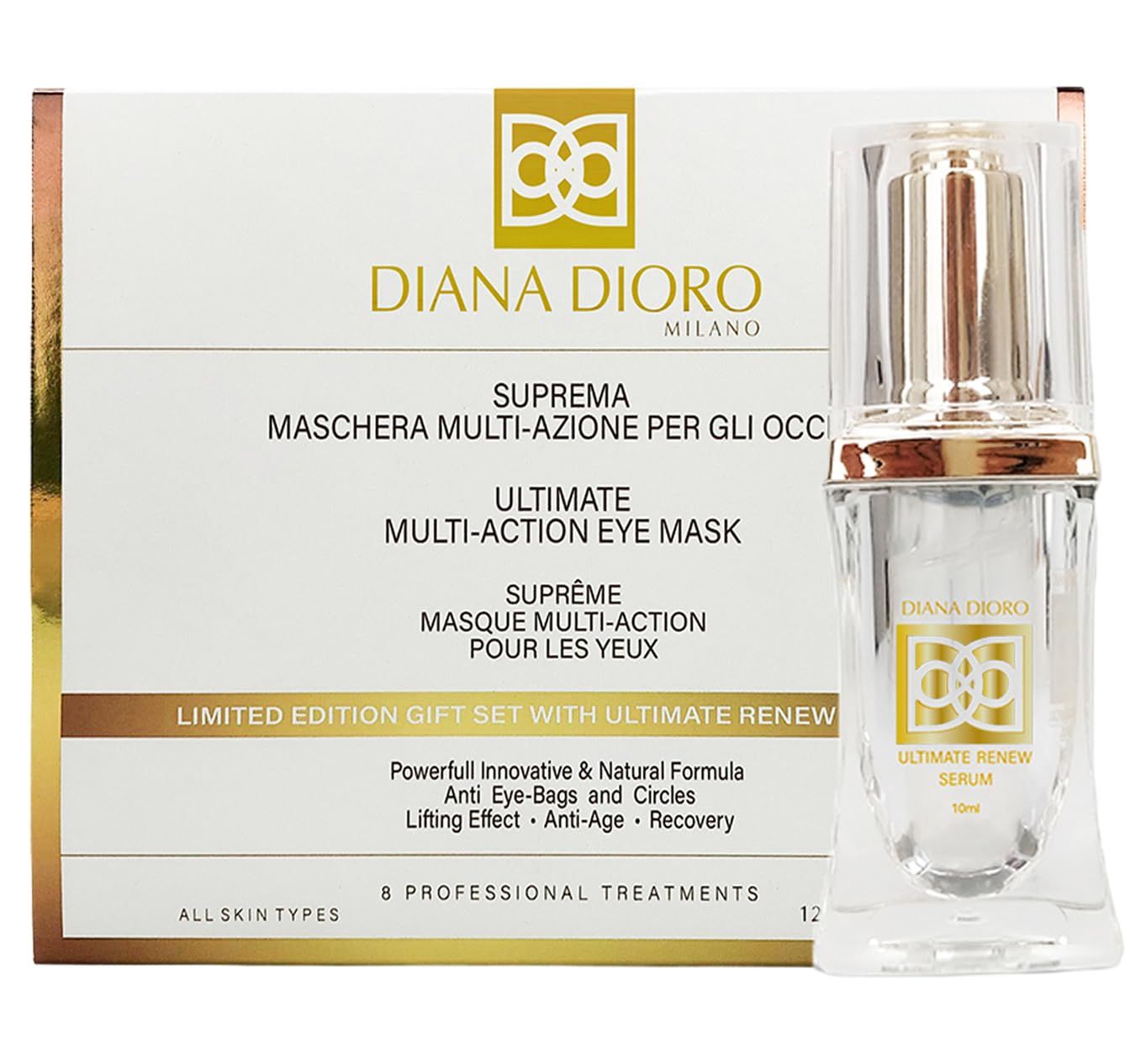 DIANA DIORO 24K ULTIMATE Eye Care Set - Luxurious Anti-Aging Masks Serum - Effective Under Eye Treatment for Puffiness, Dark Circles, Wrinkles